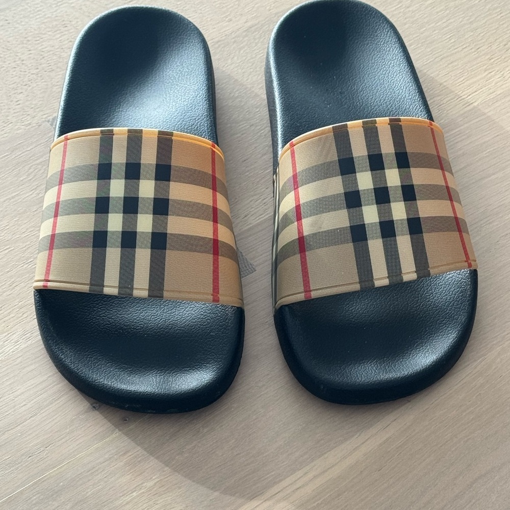 Burberry Black Slides with Embossed Logo